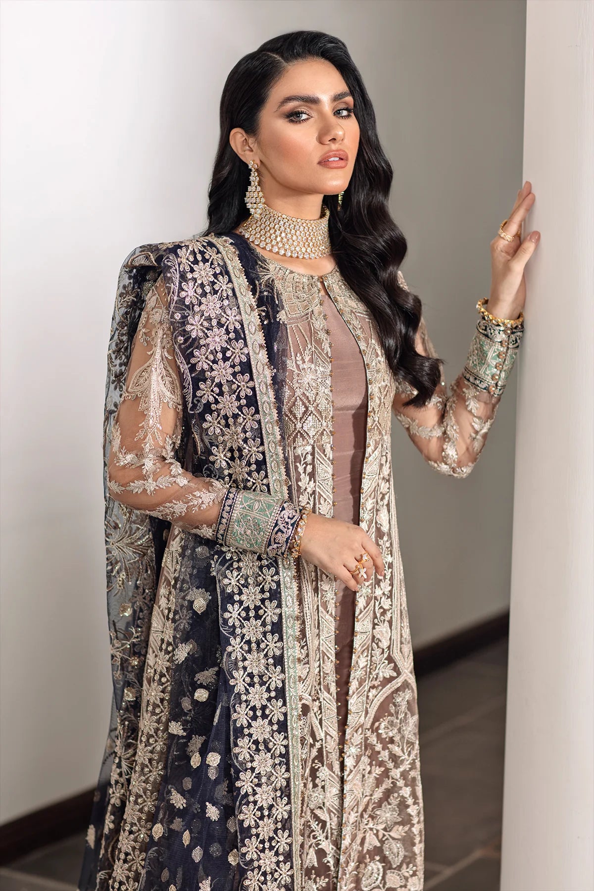 Baroque Embroidered  NET CH09-07 Unstiched
