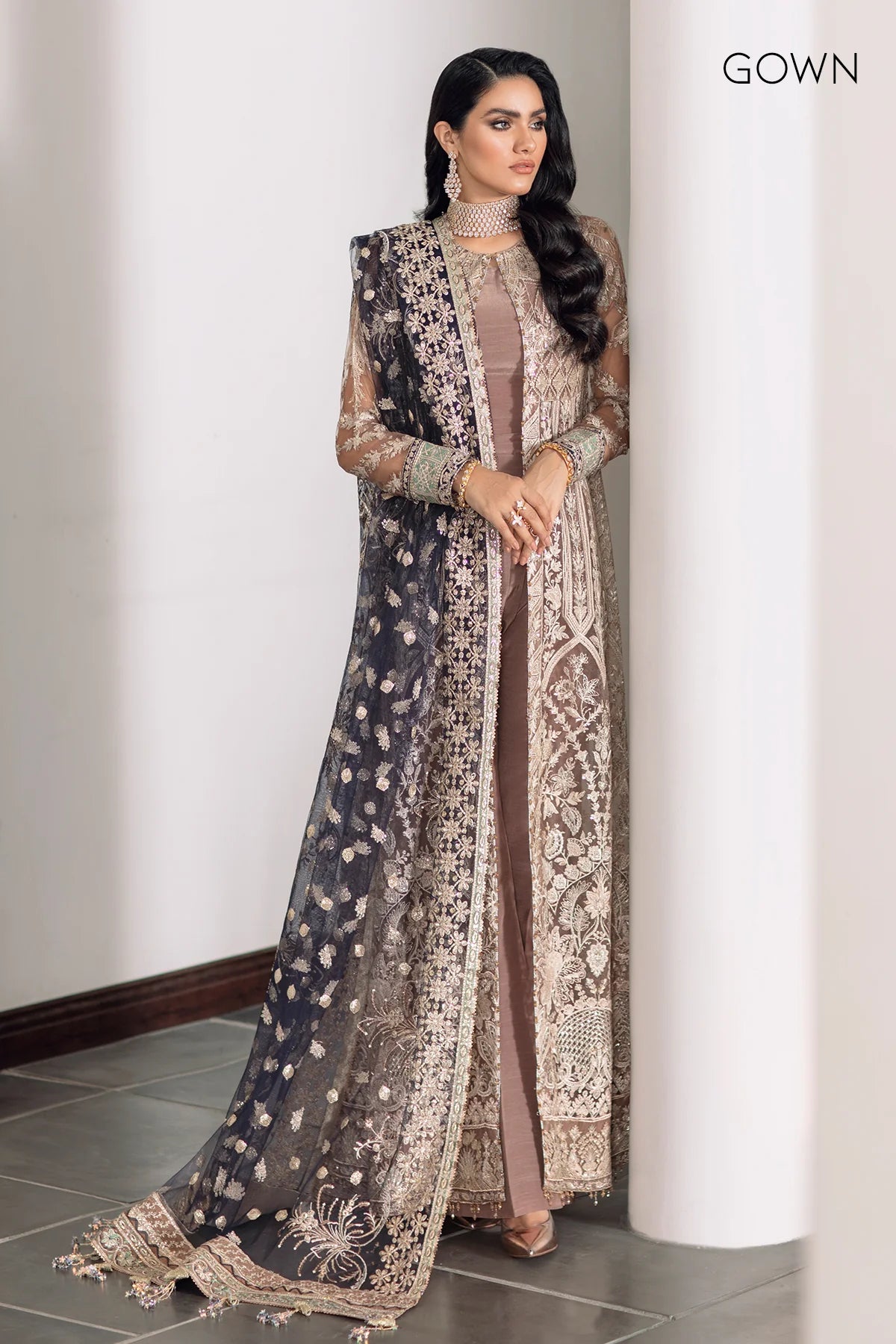 Baroque Embroidered  NET CH09-07 Unstiched