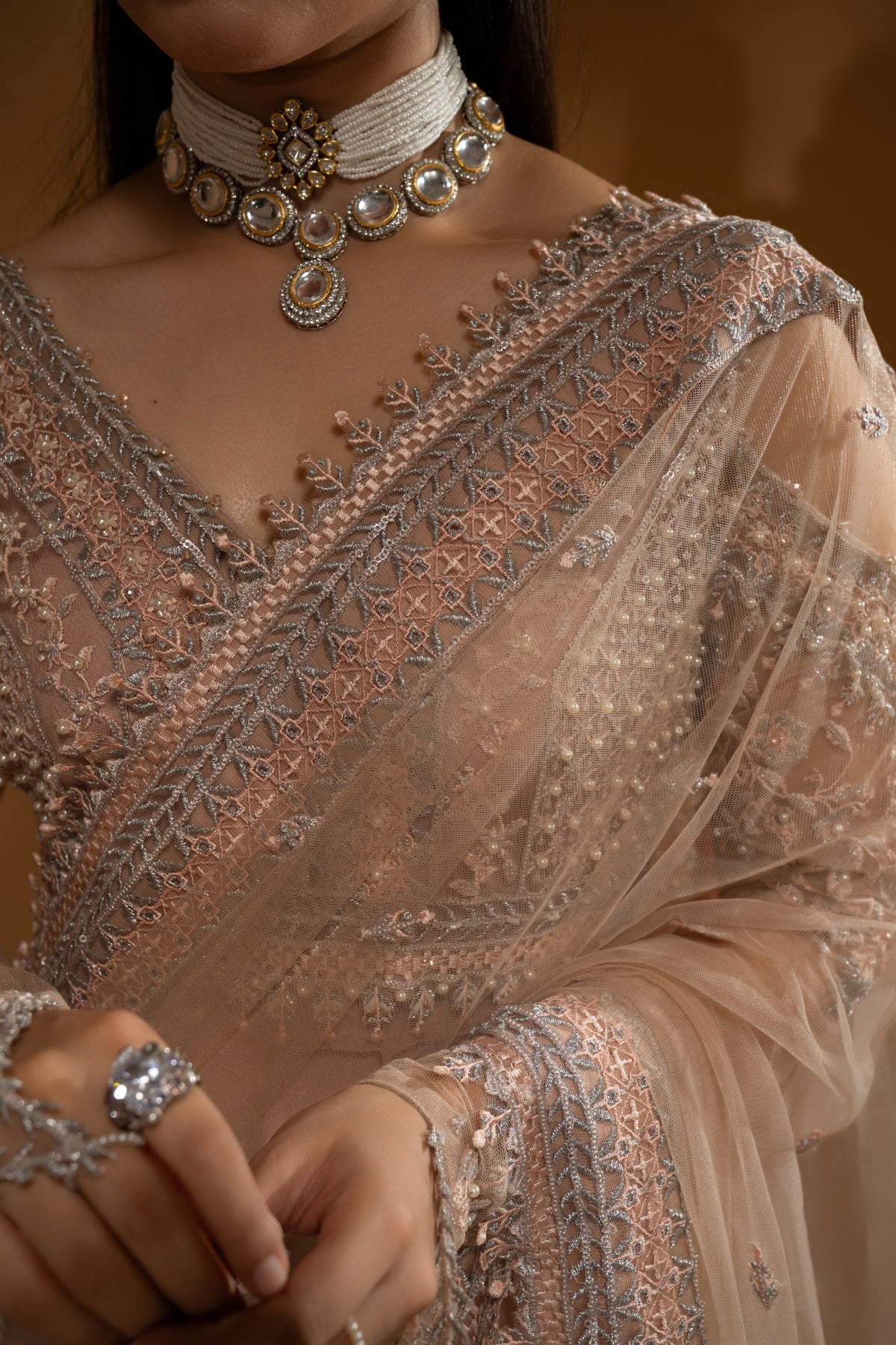 Hem-Stitch Luxury Unstitched Wedding Collection – Rose-04