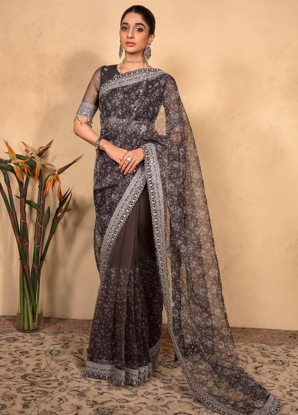 Jahan Aara By Nayab Embroidered Unstitched Saree NB23JA NS-002 JAIPUR - Premium Collection