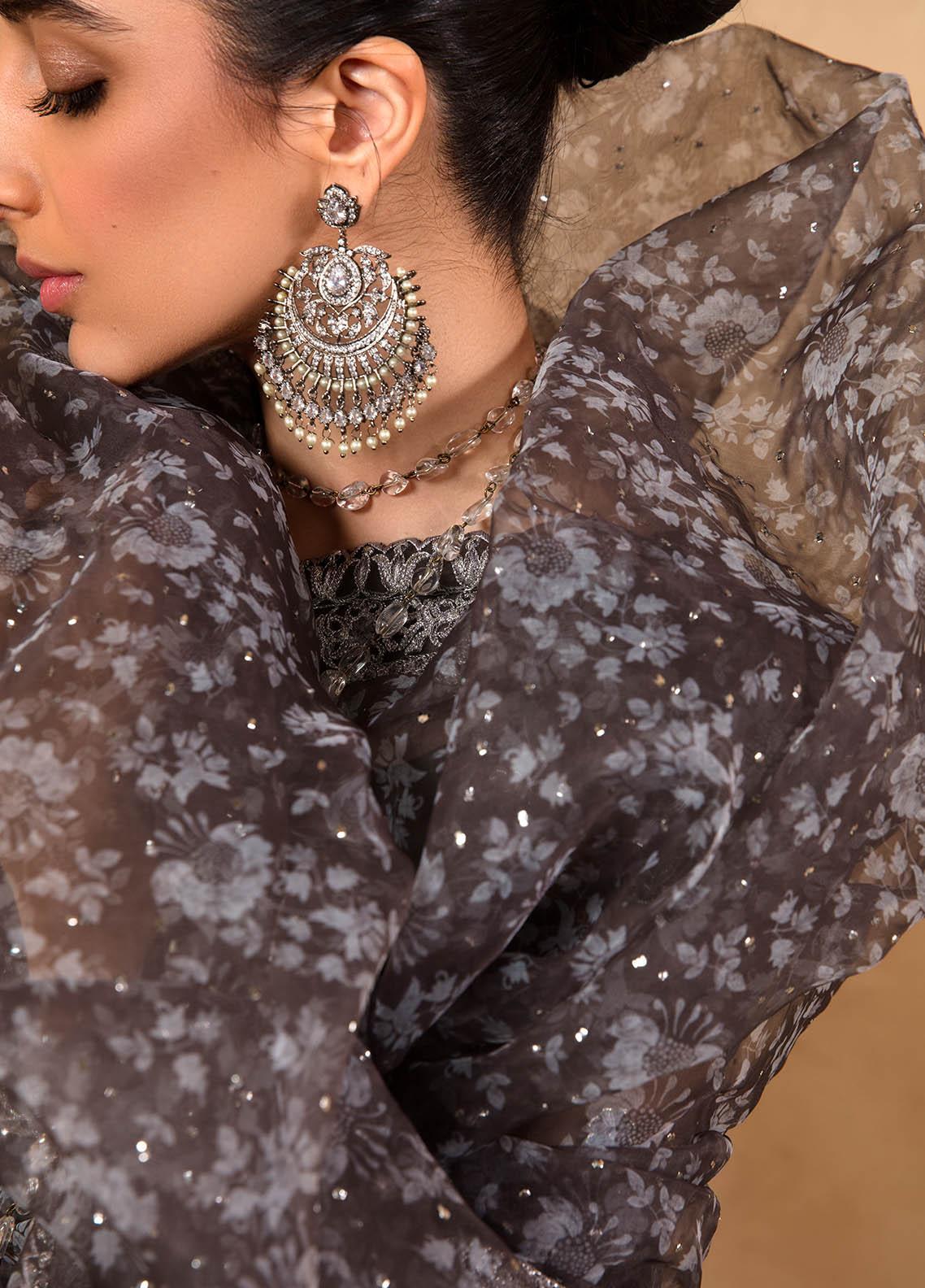Jahan Aara By Nayab Embroidered Unstitched Saree NB23JA NS-002 JAIPUR - Premium Collection