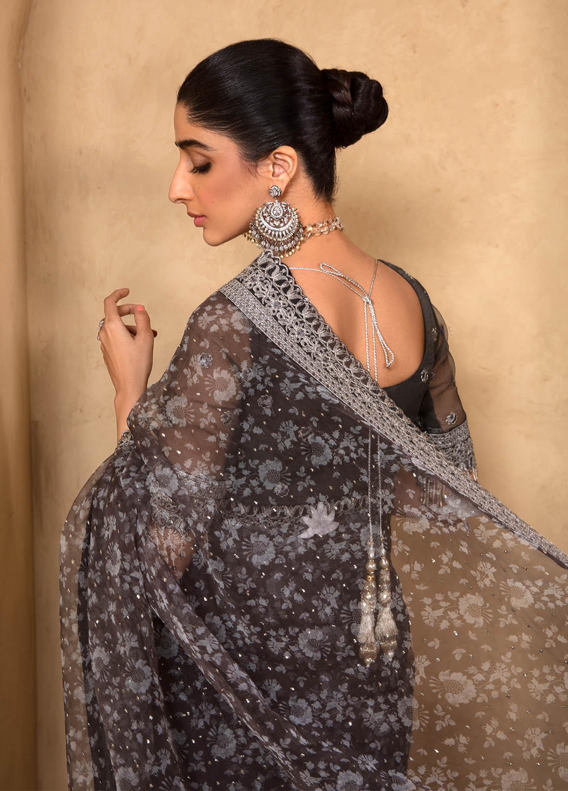 Jahan Aara By Nayab Embroidered Unstitched Saree NB23JA NS-002 JAIPUR - Premium Collection