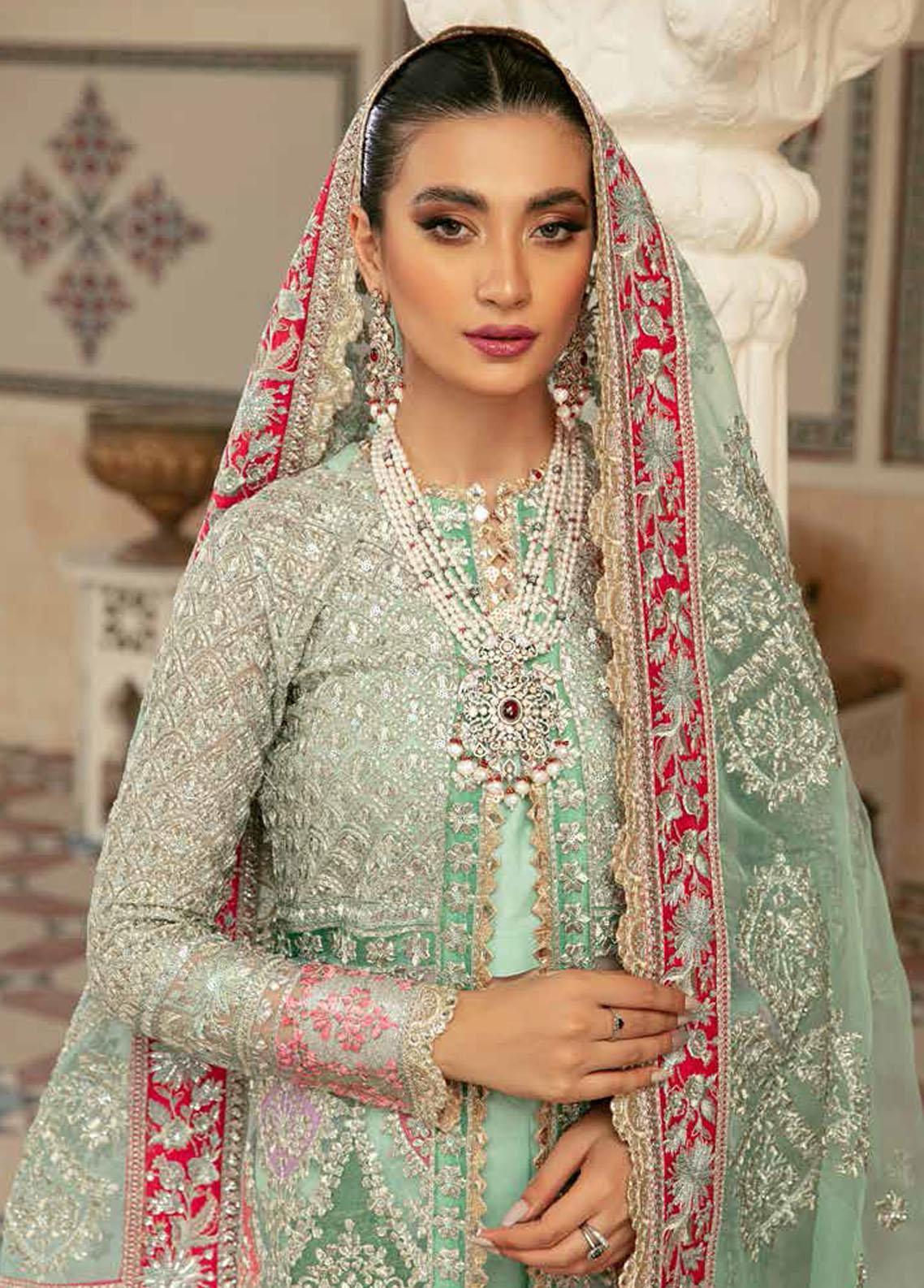 Marwa By Maryam Hussain Embroidered Net Suits Unstitched 3 Piece MH22M 02 MEHR - Wedding Collection