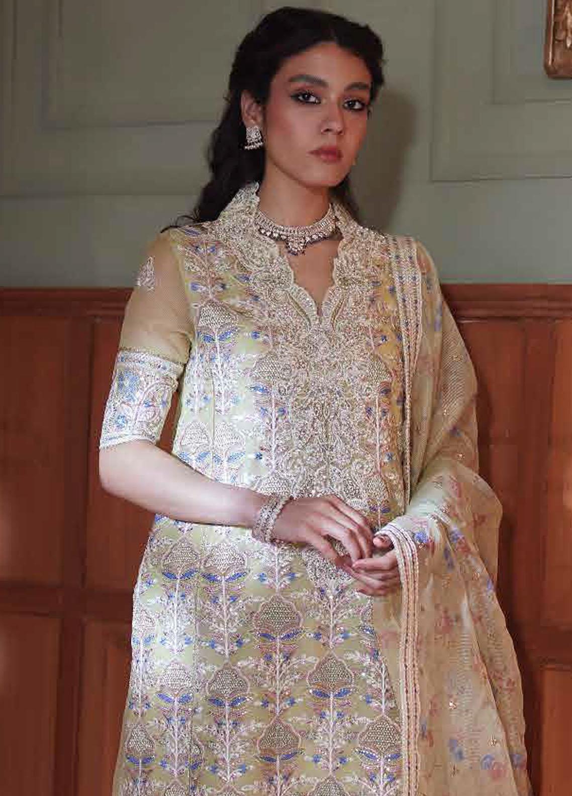 Qala By Mushq Embroidered Suits Unstitched 4 Piece MQ23Q MCK-08 Dina - Luxury Festive Collection