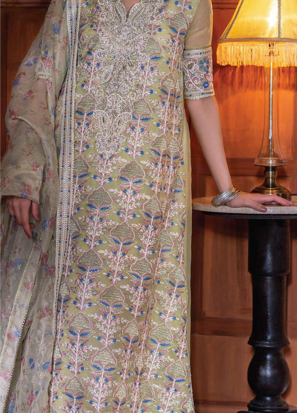 Qala By Mushq Embroidered Suits Unstitched 4 Piece MQ23Q MCK-08 Dina - Luxury Festive Collection