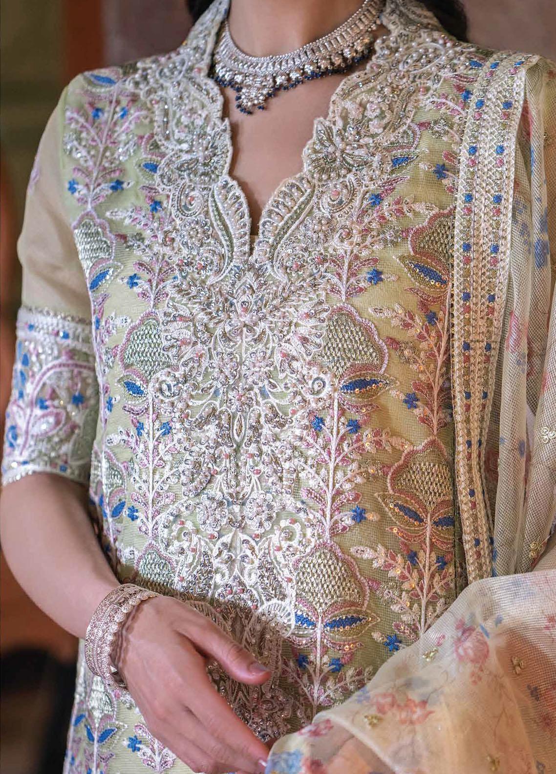 Qala By Mushq Embroidered Suits Unstitched 4 Piece MQ23Q MCK-08 Dina - Luxury Festive Collection