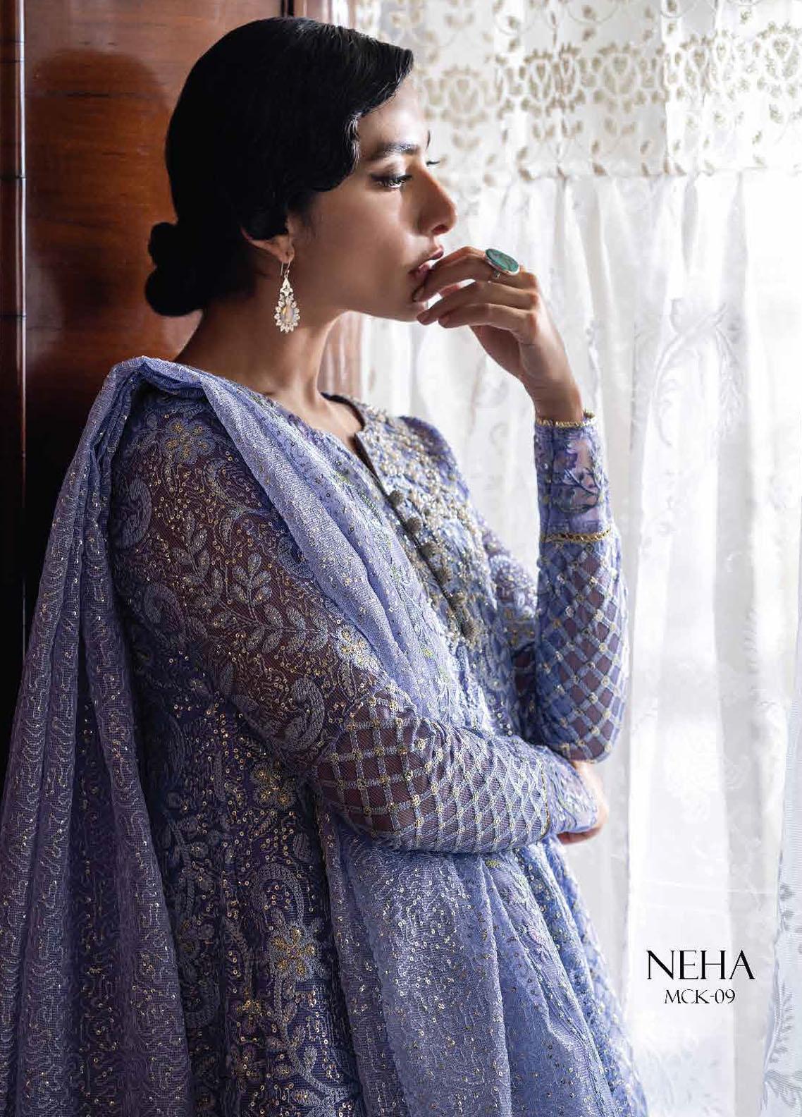 Qala By Mushq Embroidered Suits Unstitched 4 Piece MQ23Q MCK-09 Neha